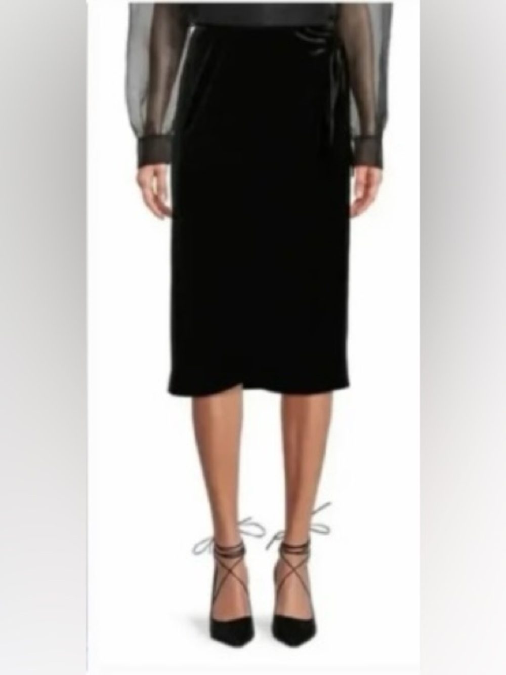 ANTONIO MELANI Black Velvet Midi Pencil Skirt